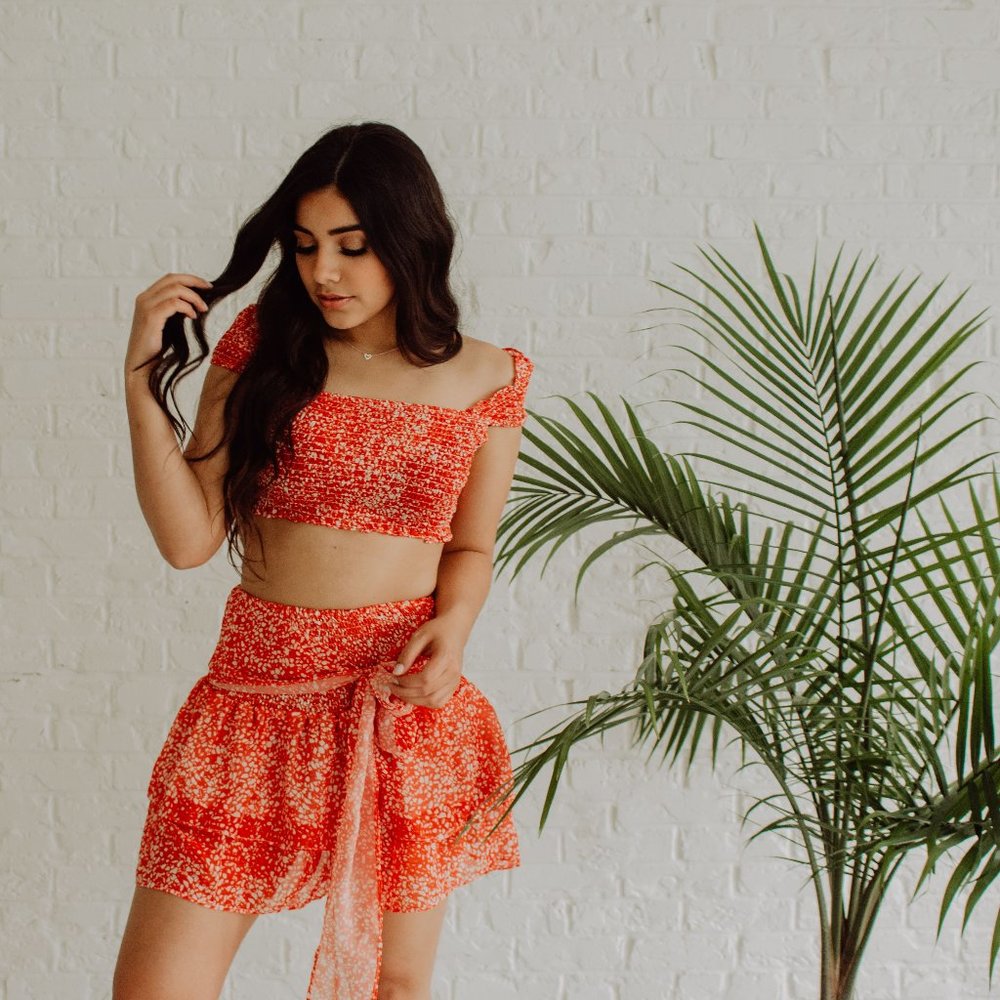 Crop top and skirt set